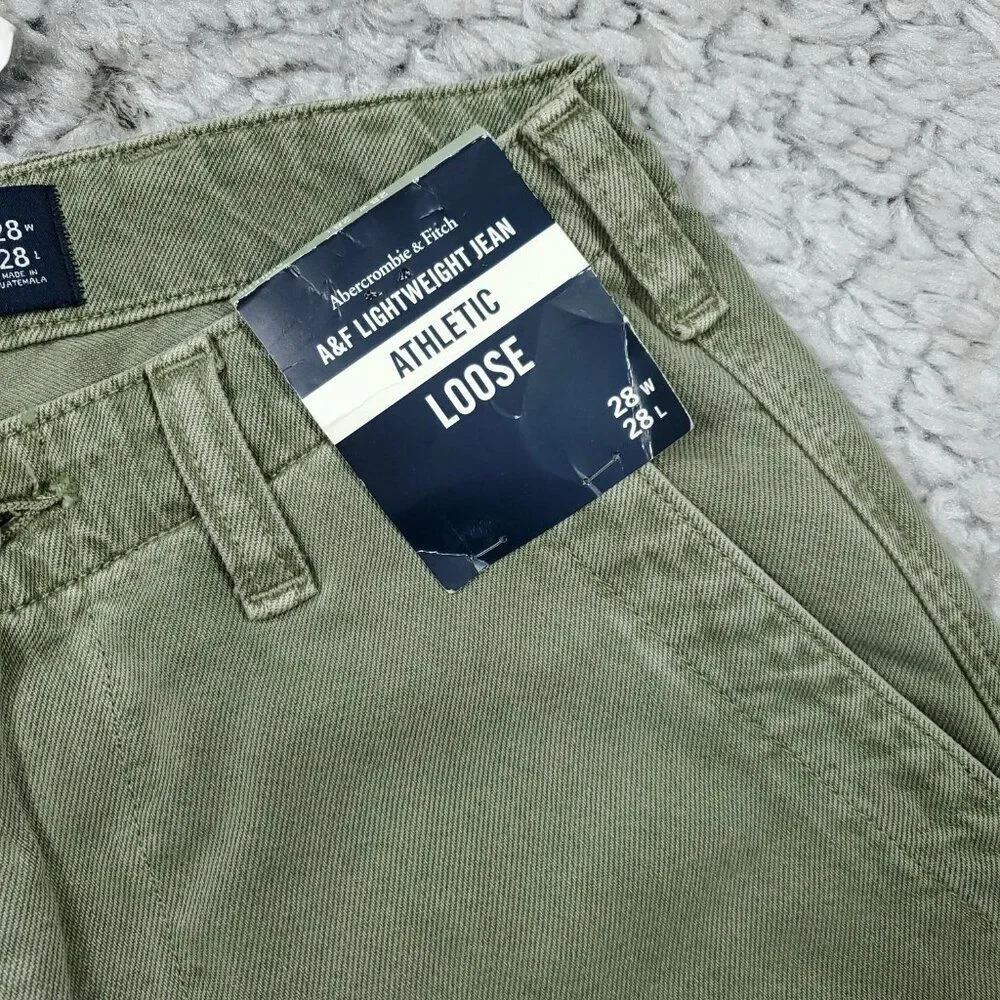 Abercrombie A&F Lightweight Jean Athletic Loose Men's Size 28 x 28 Green Jeans